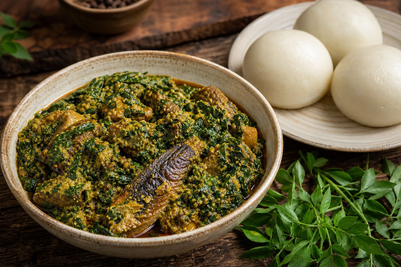 Egusi soup with pounded yam